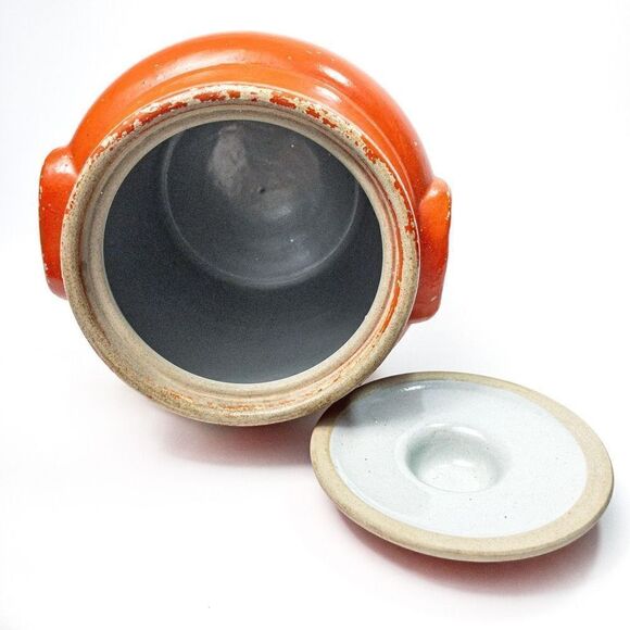 Antique Ransburg Red Asters Hand Painted Stoneware Lidded Cookie Jar/Crock - Picture 4 of 11